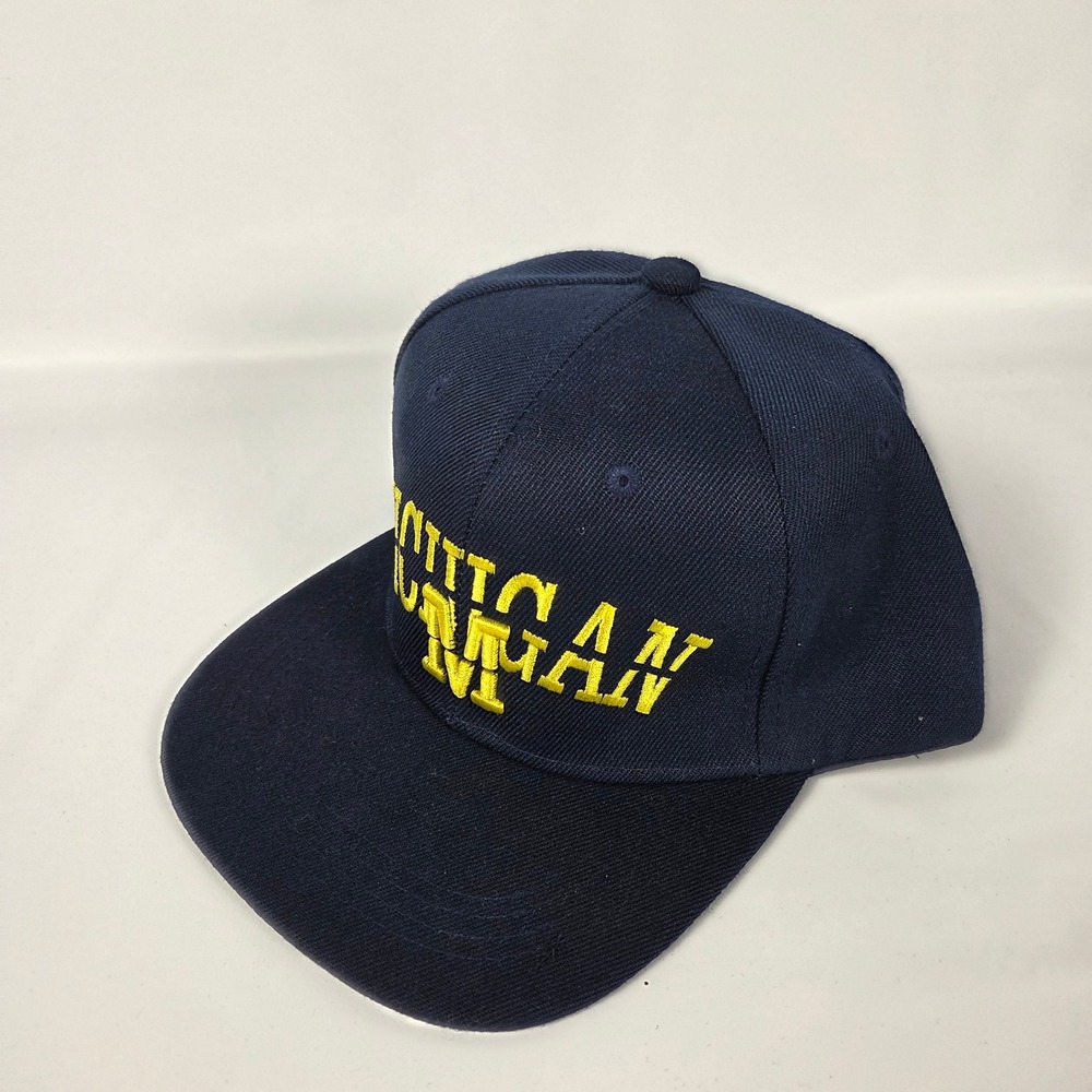 Michigan Snapback Hat Navy Blue Yellow Collegiate Streetwear Adjustable Cap NWT